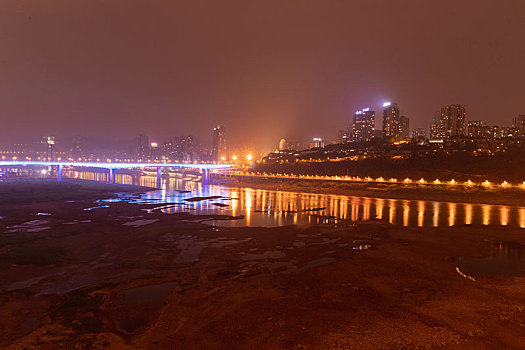 重庆渝中区菜园坝长江大桥夜景