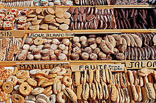 市场货摊,多样,糕点,沃克吕兹省,法国,欧洲