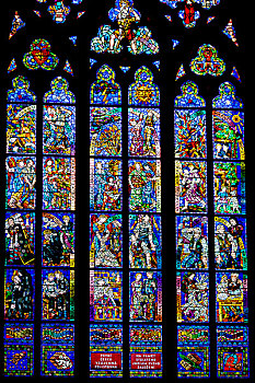 彩色玻璃窗,布拉格城堡,布拉格,捷克共和国