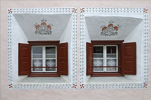 窗户,特色,恩格达恩,房子,恩加丁,瑞士