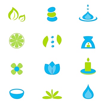 健康,禅,自然,水疗,象征,绿色,音乐放大器,蓝色