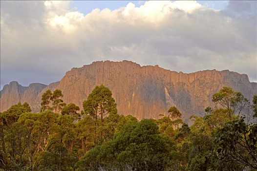 日出,教堂山,奥弗兰,摇篮山,国家公园,塔斯马尼亚,澳大利亚