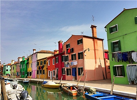 彩色,家,布拉诺岛,意大利