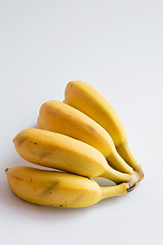 皇帝香蕉,粉蕉,米香蕉,金香蕉,白色背景