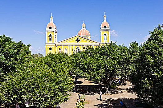 大教堂,格拉纳达,中央公园,正面,尼加拉瓜,中美洲