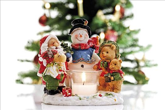 雪人,圣诞老人,驯鹿,两个,熊,圣诞装饰