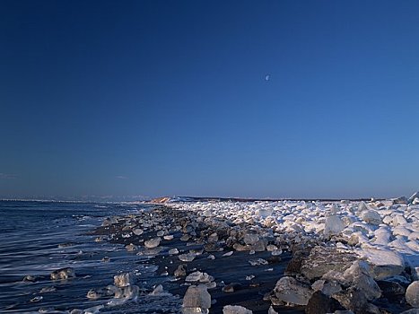 河,海湾,冰
