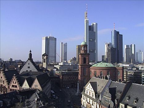 德国,2002年,银行,天际线,大教堂,山墙,历史,旧城