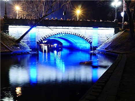 夜景,小桥