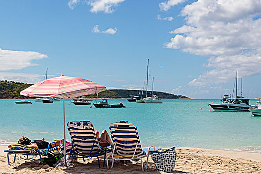 加勒比,安圭拉,旅游,日光浴,海滩