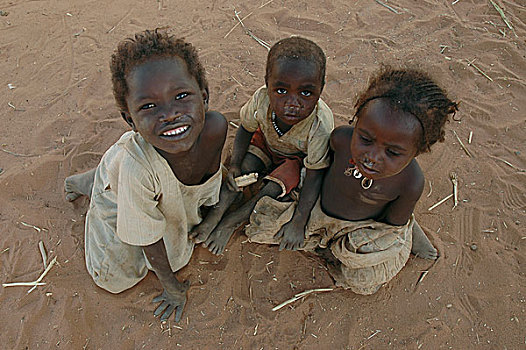 孩子,沙子,利雅得,露营,人,近郊,西部,达尔富尔,苏丹,十一月,2004年