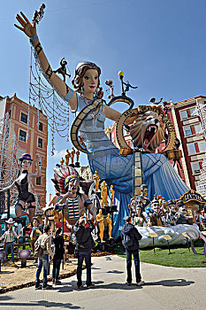 塑像,火祭节,节日,瓦伦西亚,西班牙,欧洲
