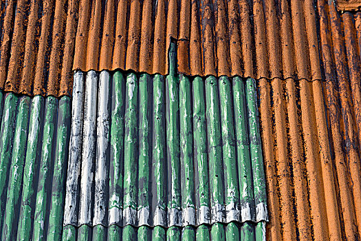 生锈,铁皮屋顶,法罗群岛,丹麦,欧洲