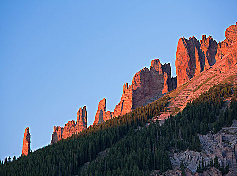 岩石,尖顶,山,圣胡安山,日落,科罗拉多,美国