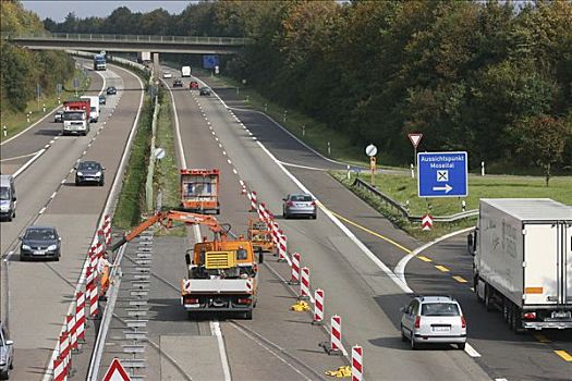 道路工程,高速公路,靠近,科布伦茨,莱茵兰普法尔茨州,德国