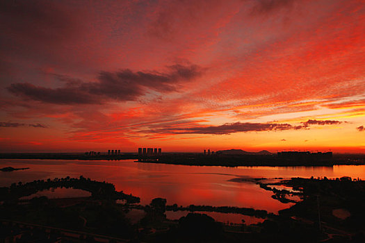 湖北鄂州红莲湖-夕阳