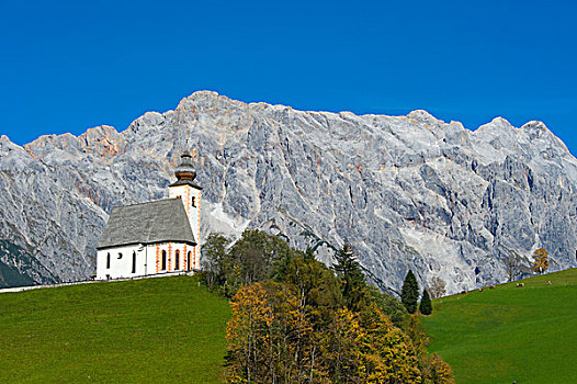 小教堂,山,背影,区域,萨尔茨堡,奥地利,欧洲