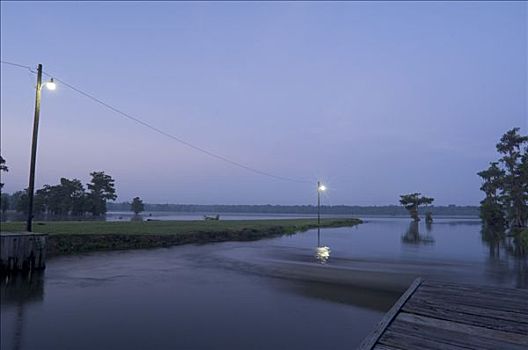 码头,湖,路易斯安那,美国