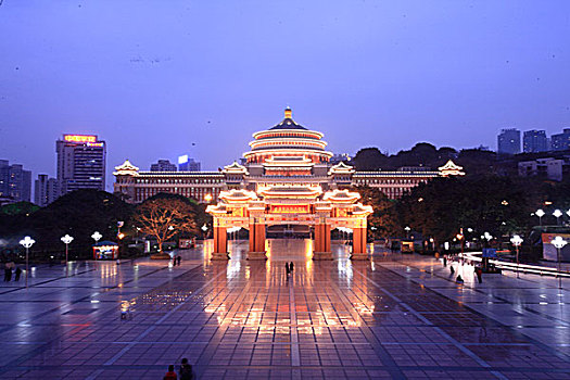 传统,中国,建筑,夜晚
