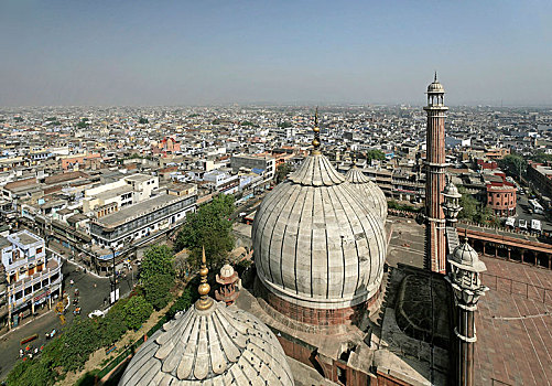 清真寺,风景,尖塔,历史,中心,新德里,德里,印度,亚洲