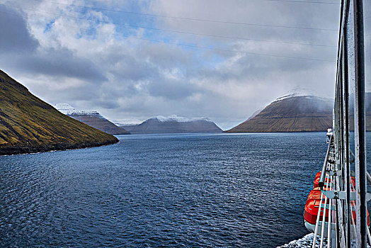 冰岛,东方,峡湾,北极圈,海洋,阴天,深海,风景,渡轮