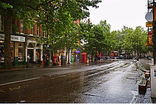 下雨,街道,伦敦,英格兰