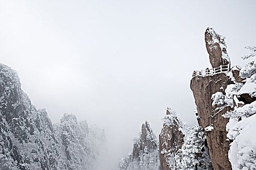 雪景,黄山,山,冬天