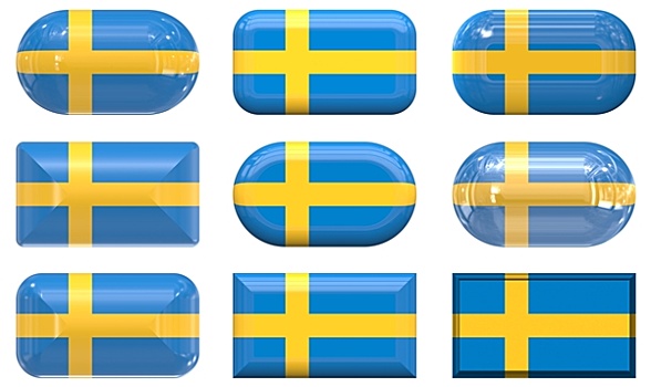 玻璃,扣,旗帜,瑞典