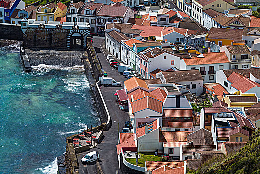 葡萄牙,亚速尔群岛,法亚尔,岛屿,老,港口,波尔图,俯视图