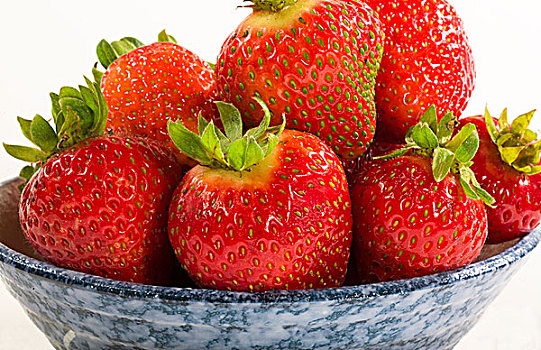 草莓,白色背景,背景,成熟,红色,碗