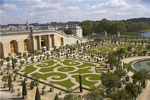 俯拍,正规花园,正面,宫殿,凡尔赛宫