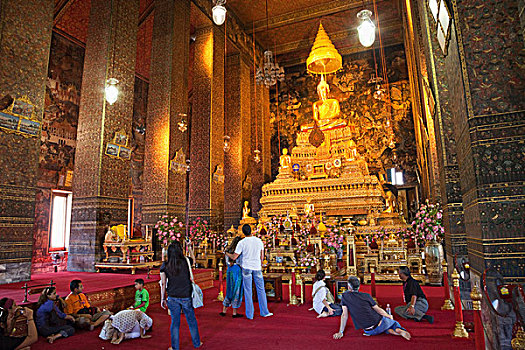 泰国,曼谷,僧侣,捕食,小教堂