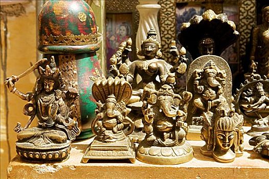 俯拍,金属,宗教塑像,斋沙默尔,拉贾斯坦邦,印度