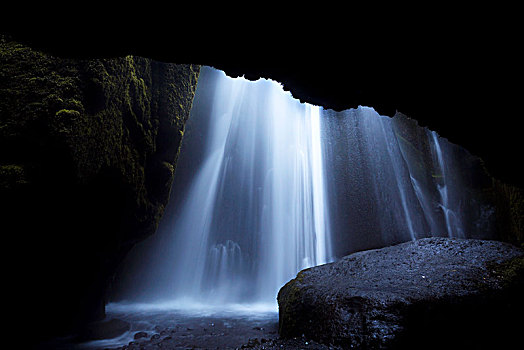 瀑布,靠近,冰岛,欧洲