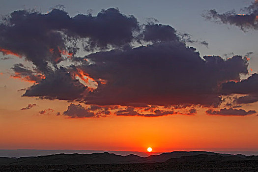 日落,上方,荒芜,风景,生物保护区,靠近,约旦哈希姆王国,中东