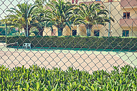 网球场,风景,铁丝网