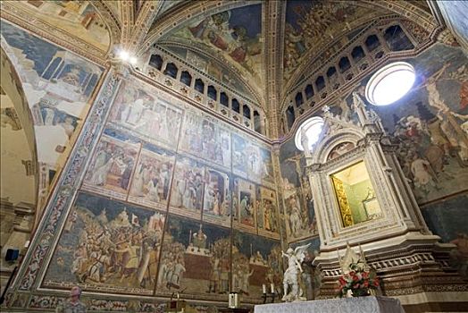 壁画,奥维多,大教堂,翁布里亚,意大利,欧洲