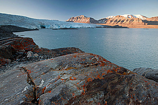 冰河,山峦,背影,斯匹次卑尔根岛,斯瓦尔巴特群岛,挪威,斯堪的纳维亚,欧洲