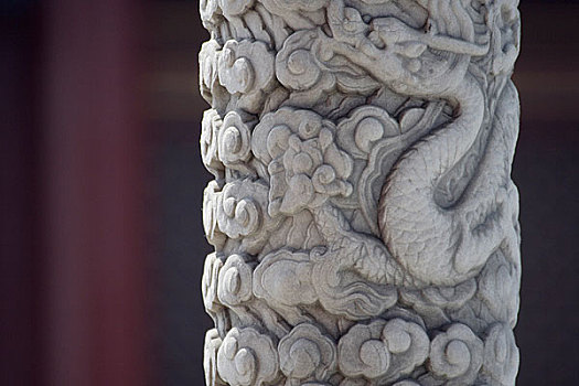 北京故宫汉白玉的柱子