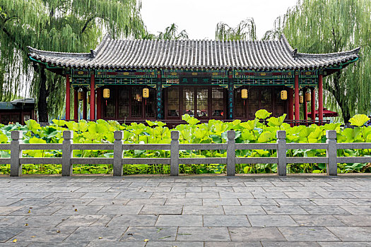 济南大明湖公园雨荷厅园林景观