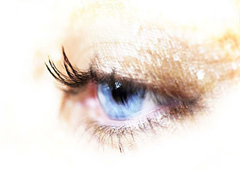 女人,蓝眼睛,局部,特写