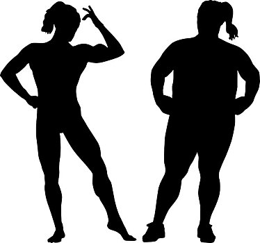 剪影,健身,肥胖,女人