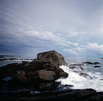 岩石,海景,海岸,南印度