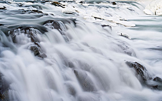 瀑布,冬天,河,欧洲,北欧,冰岛,大幅,尺寸