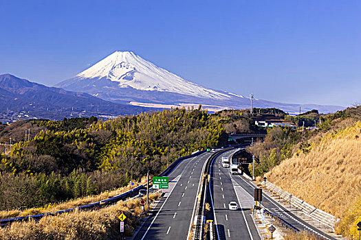 道路,山,富士山