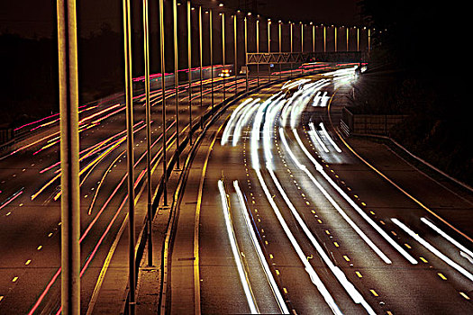 汽车,夜晚,时间,高速公路,英格兰