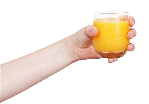 手,玻璃杯,橙汁,隔绝