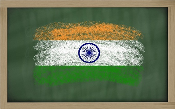 旗帜,印度,黑板,涂绘,粉笔