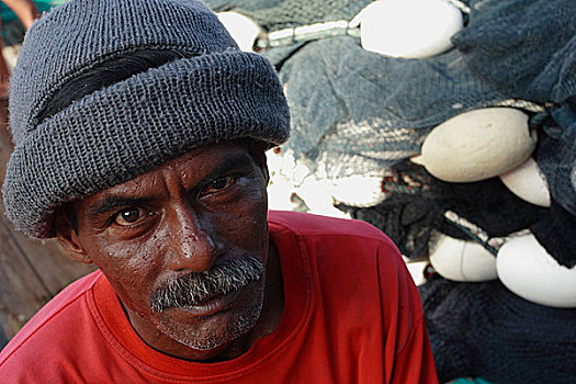 头像,渔民,印度尼西亚,九月,2007年