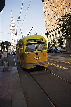 缆车,正面,钟楼,旧金山,加利福尼亚,美国